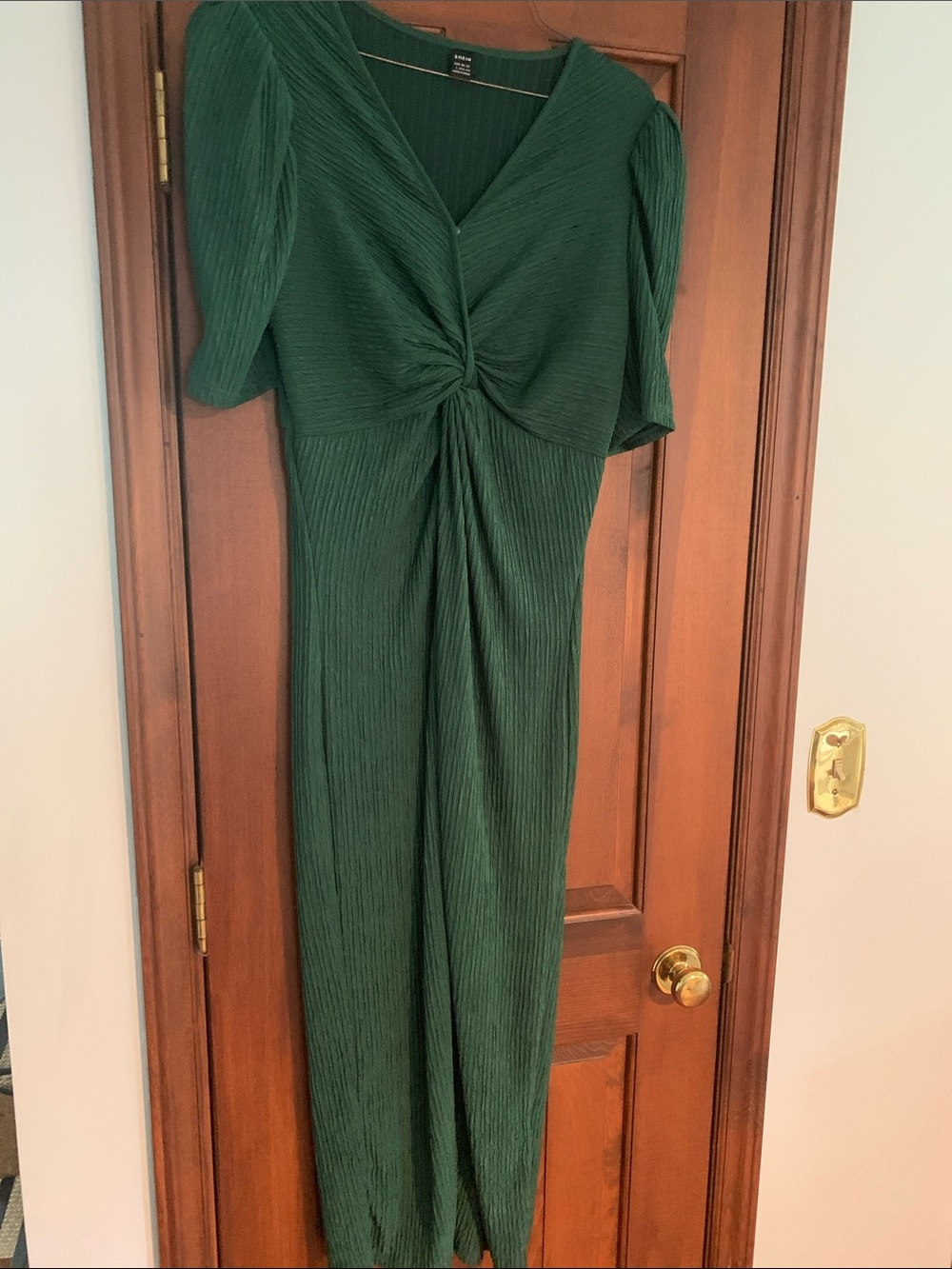 SHEIN Dark Green Midi Twist-Front Dress